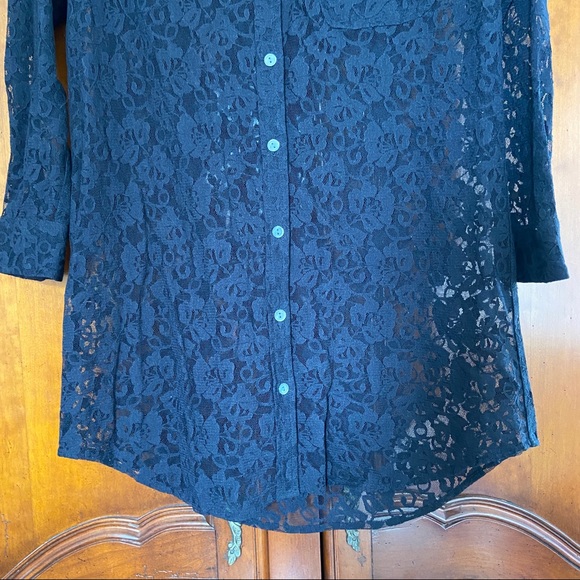 Equipment Black Lace Button Down Tunic | Size XS - Picture 4 of 8